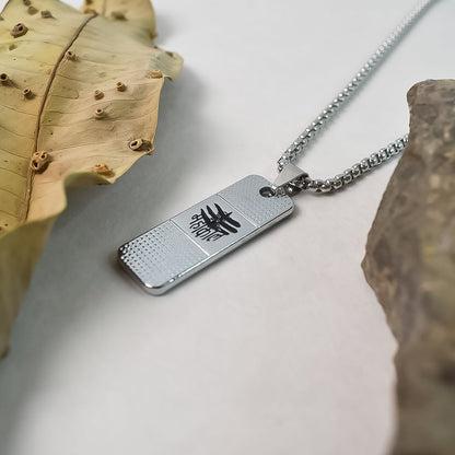 Silver Plated Mahakaal Written Pendent With Chain (1 Pc)