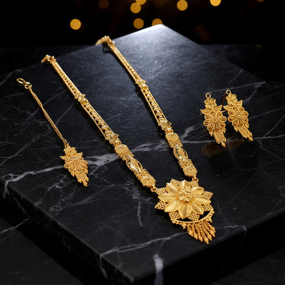 Bridal Lotus Blossom Necklace Set – Traditional Design for Festive & Wedding Wear