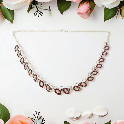 Rose   Artificial Gold Polished AD Studded Necklace Jewellery set