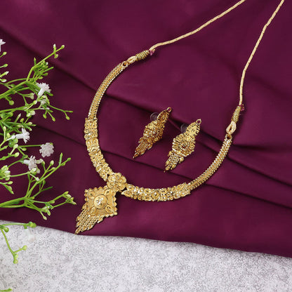Traditional Floral Drop Choker Necklace Set – Elegant Festive & Wedding Jewellery