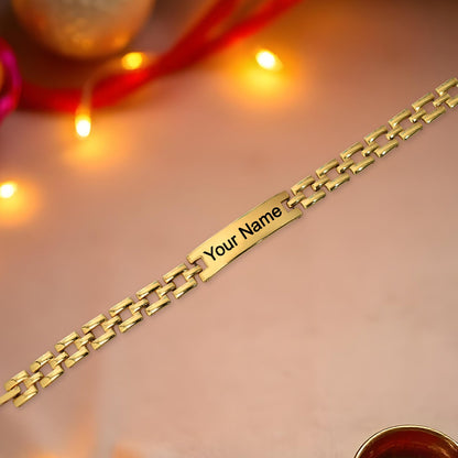 Custom Engraved   Artificial Gold-Plated Name Bracelet for Men – Elegant Personalized Gift