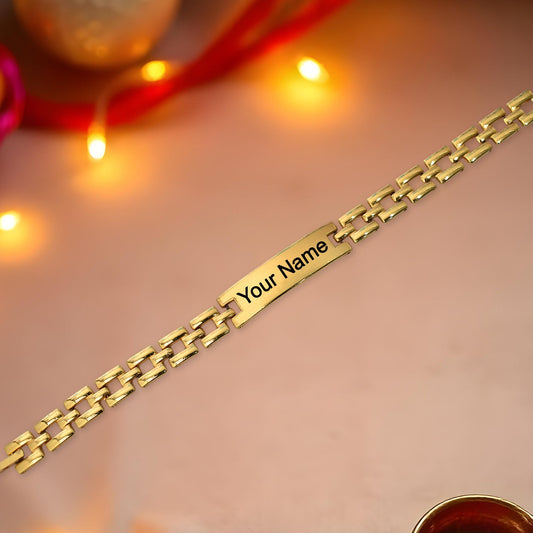 Custom Engraved   Artificial Gold-Plated Name Bracelet for Men – Elegant Personalized Gift