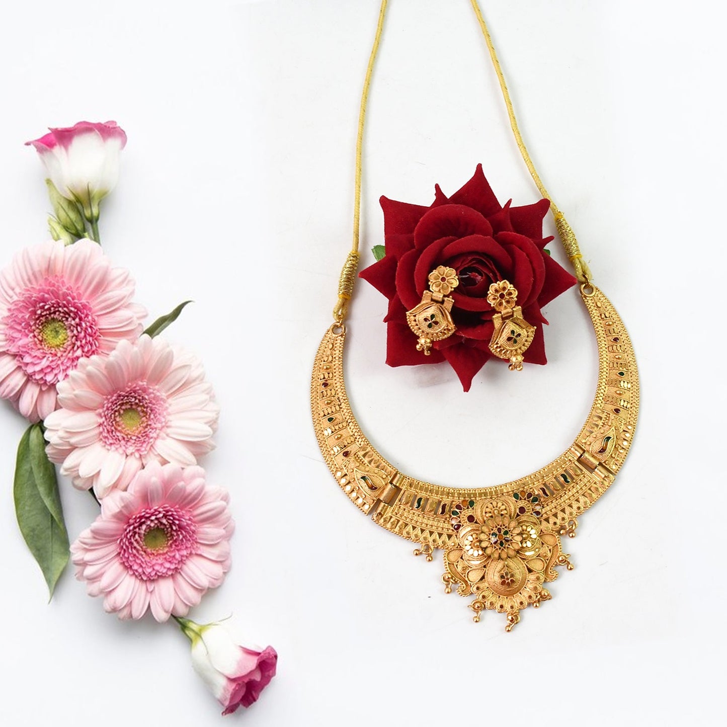 Glamorous   Artificial Gold Plated Necklace Set - Shine Brigh