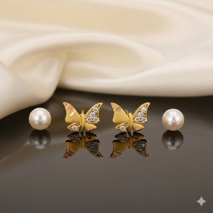Artificial Gold Butterfly Stud Earrings with AD for women and girls