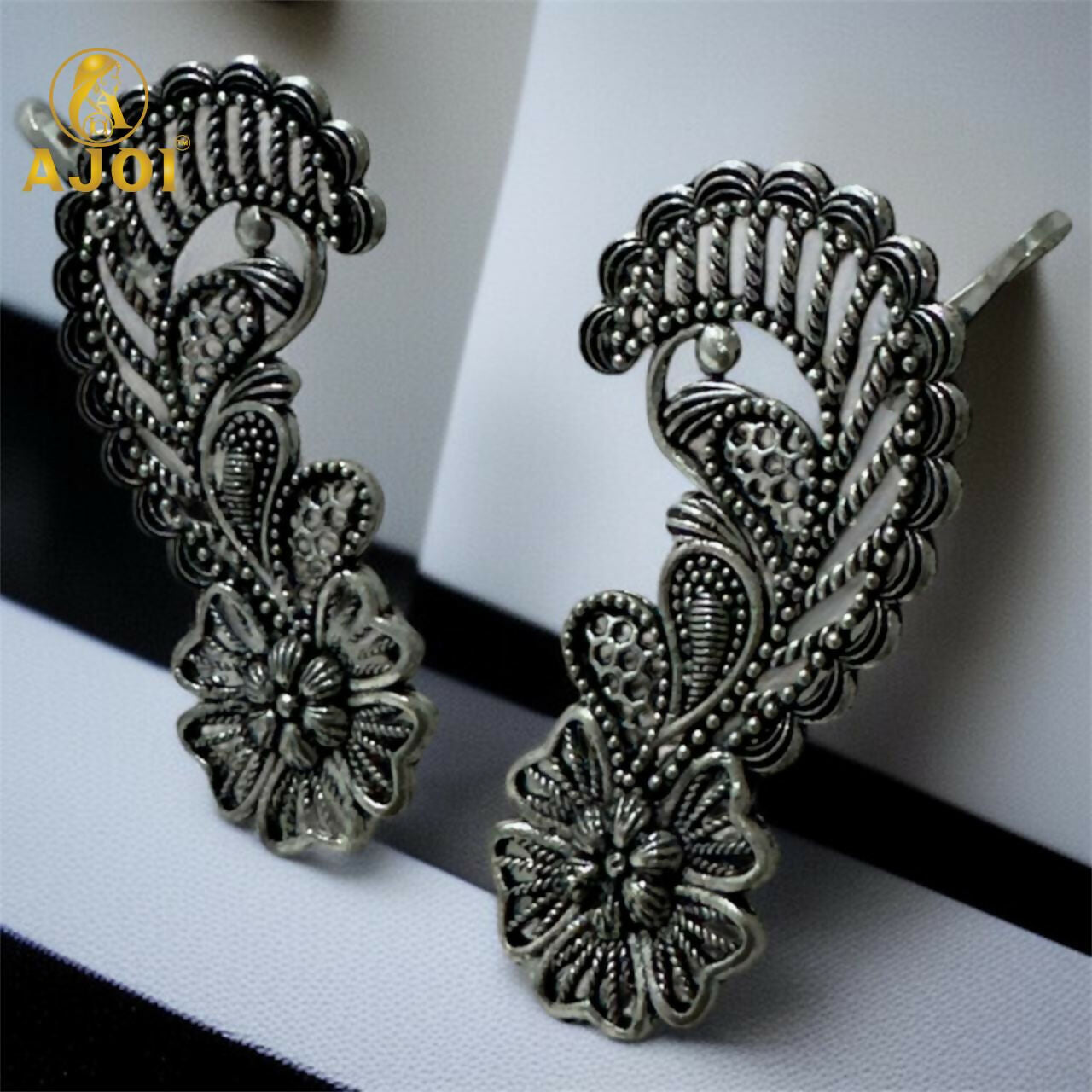 Stylish Oxidised Silver Ear Cuff Earrings for Women & Girls