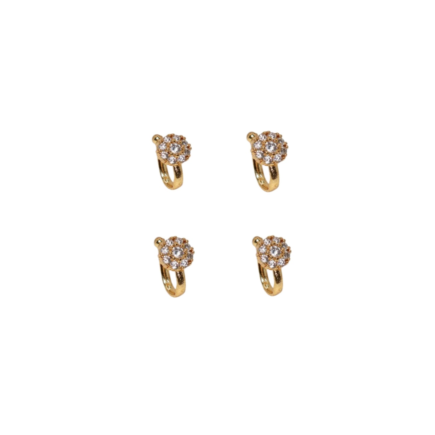 Pressing Nath / Stud Set for Unpierced Nose | Multi-Style Combo Pack of 4