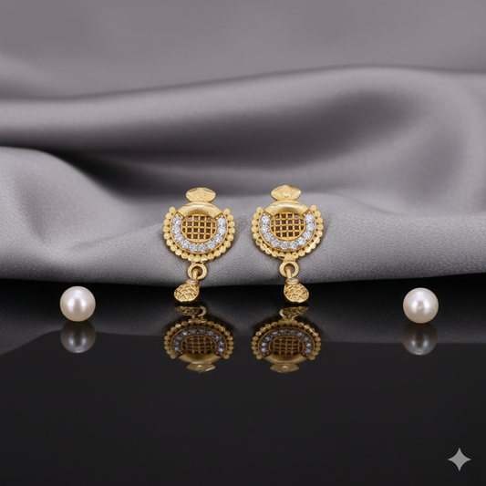 Artificial Gold Plated Grid Design Earrings with AD for women and girls