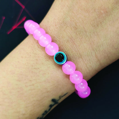 Pink Evil Eye Beads Bracelet
