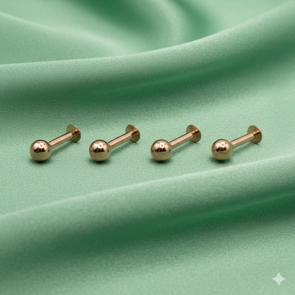 Rose    Artificial Gold plated Flat Back Labret Stud Earrings for women and girls Combo Pack of 4