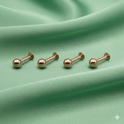 Rose    Artificial Gold plated Flat Back Labret Stud Earrings for women and girls Combo Pack of 4