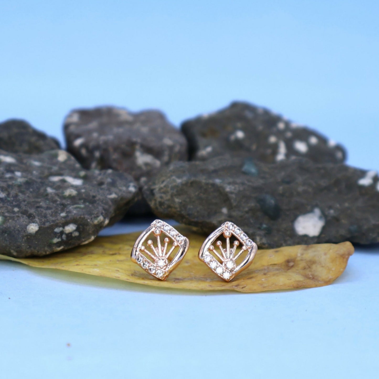 Rose    Artificial Gold Plated Crown Stud Earrings for Daily Wear for women and girls