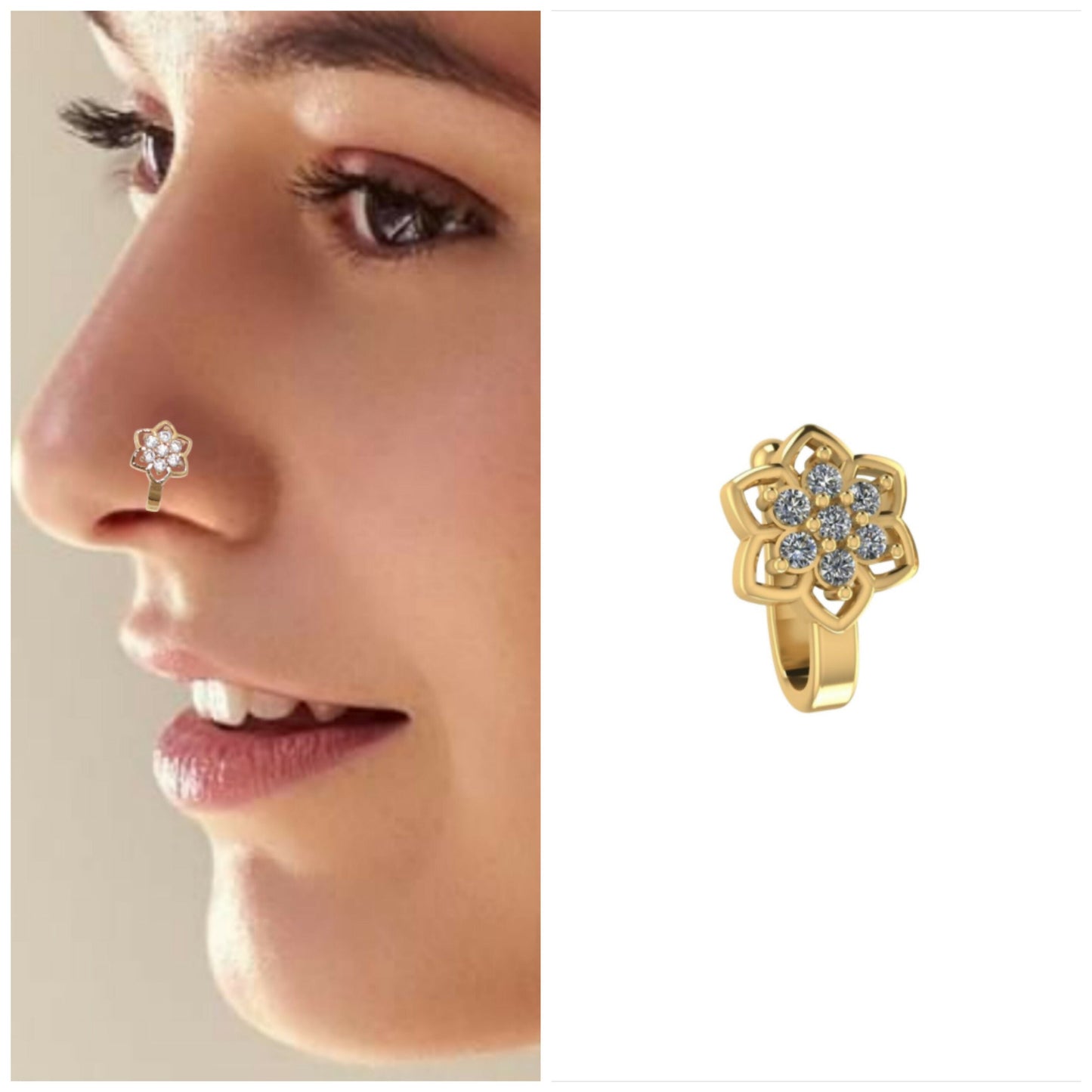 AD Stone    Artificial Gold & Silver Tone Nose Clip Set