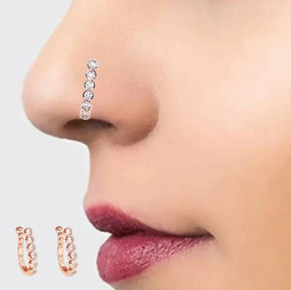 Clip On Nath Nose Pin Combo    Artificial Gold Rose Silver ADFake Piercing Combo Pack of 2