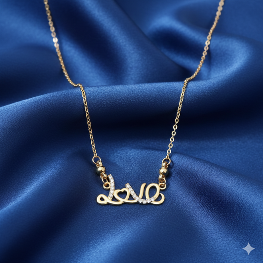 Love    Artificial Gold Plated AD Pendant Necklace For women and girls