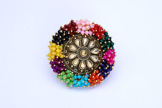 Fashion Multi Colour Guchha Alloy    Artificial Gold Plated Wedding Ring For Girls And Women