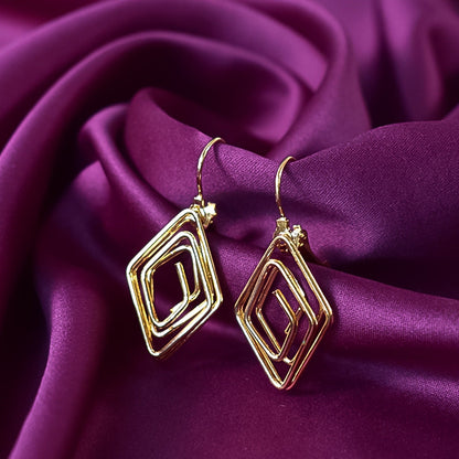 Diamound Shape   Artificial Gold Plated Modern Design Earrings