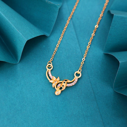 Artificial Gold-Plated Floral Pendant Necklace with AD For women and girls