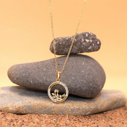 Artificial Gold Plated AD Circle Pendant Necklace For women and girls