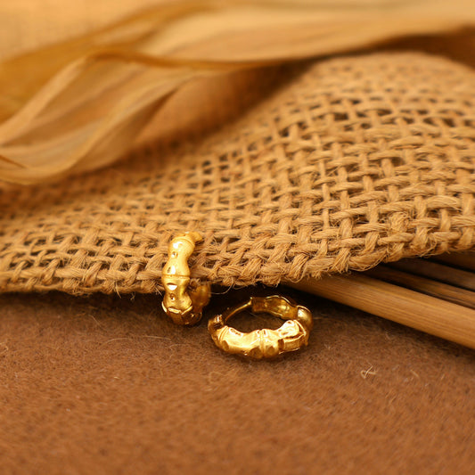 Artificial Gold Bamboo Texture Hoop Earrings kan ki bali for Women