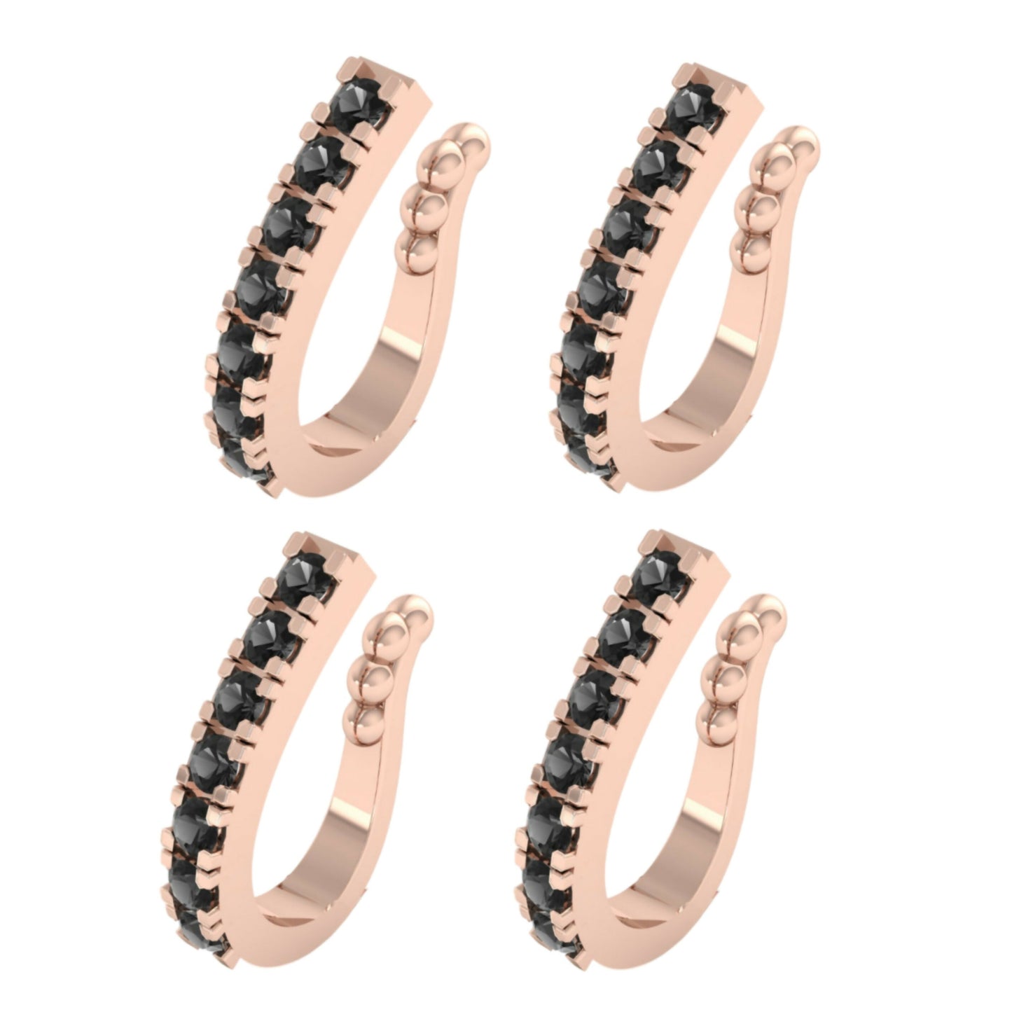 Minimalist Rose    Artificial Gold Pink Bar Non-Piercing Nose Stud/Pin Combo Pack of 4