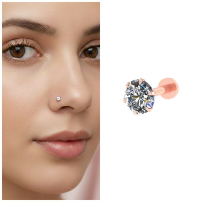 Rose    Artificial Gold Flat Back Labret nosepin Laung Koka Nathni for women and girls
