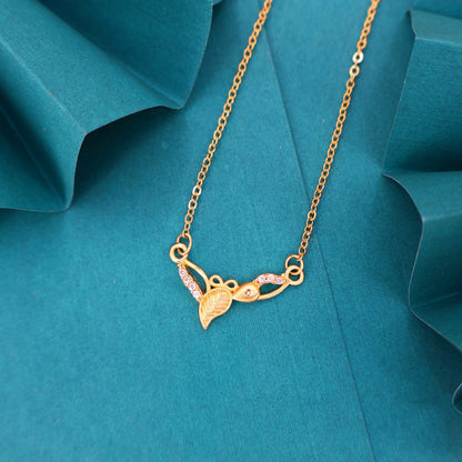 Artificial Gold Plated Floral Leaf Necklace with AD For women and girls