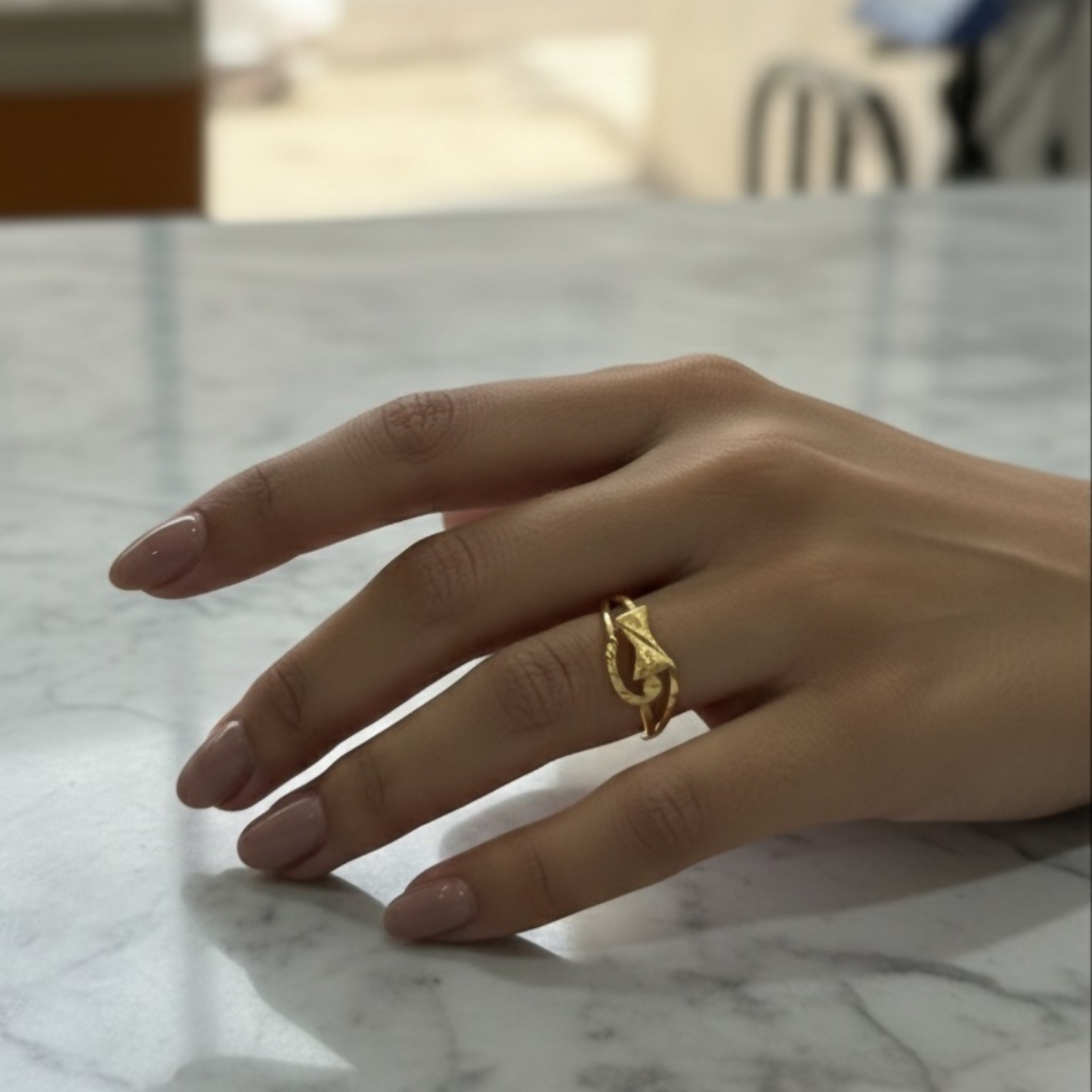 Classic   Artificial Gold-Tone Leaf Motif Designer Ring – Pack of 6 (Mix Collection)