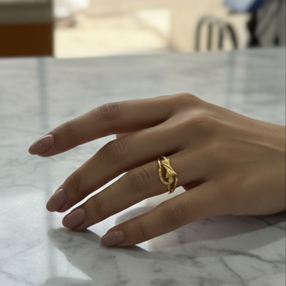 Classic   Artificial Gold-Tone Leaf Motif Designer Ring – Pack of 6 (Mix Collection)