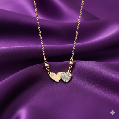 Artificial Gold Plated Double Heart Necklace with AD For women and girls