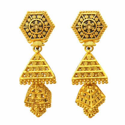 Ethnic Designer Dangling Earrings with Intricate Hexagon Motif