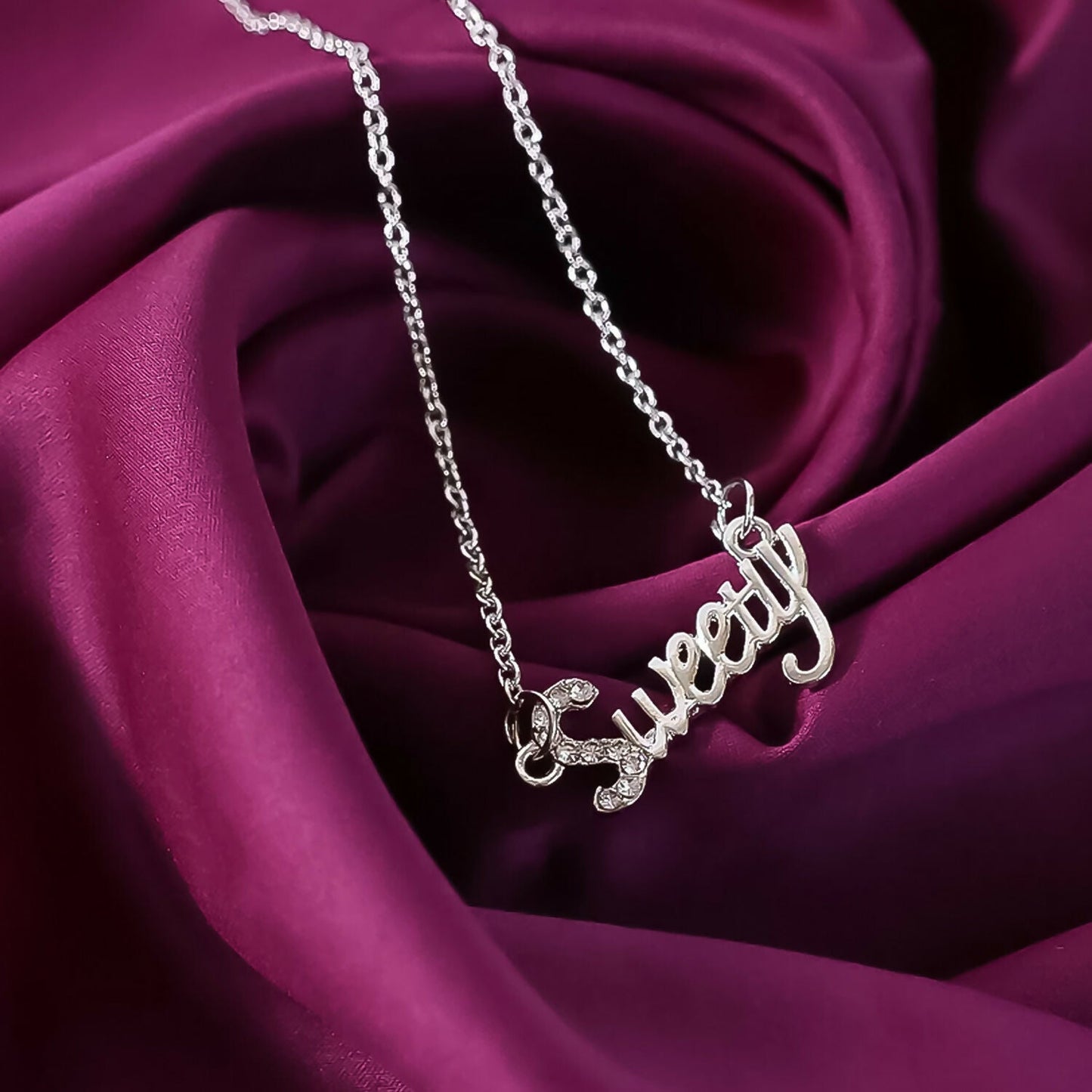 Silver-Tone "Sweety" Pendant Necklace in Elegant Display Case