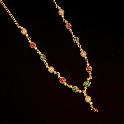 Rose Gold-Toned Pave AD Tassel Choker Set