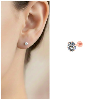 Rose Gold Flat Back AD Labret Stud earing for women and girls