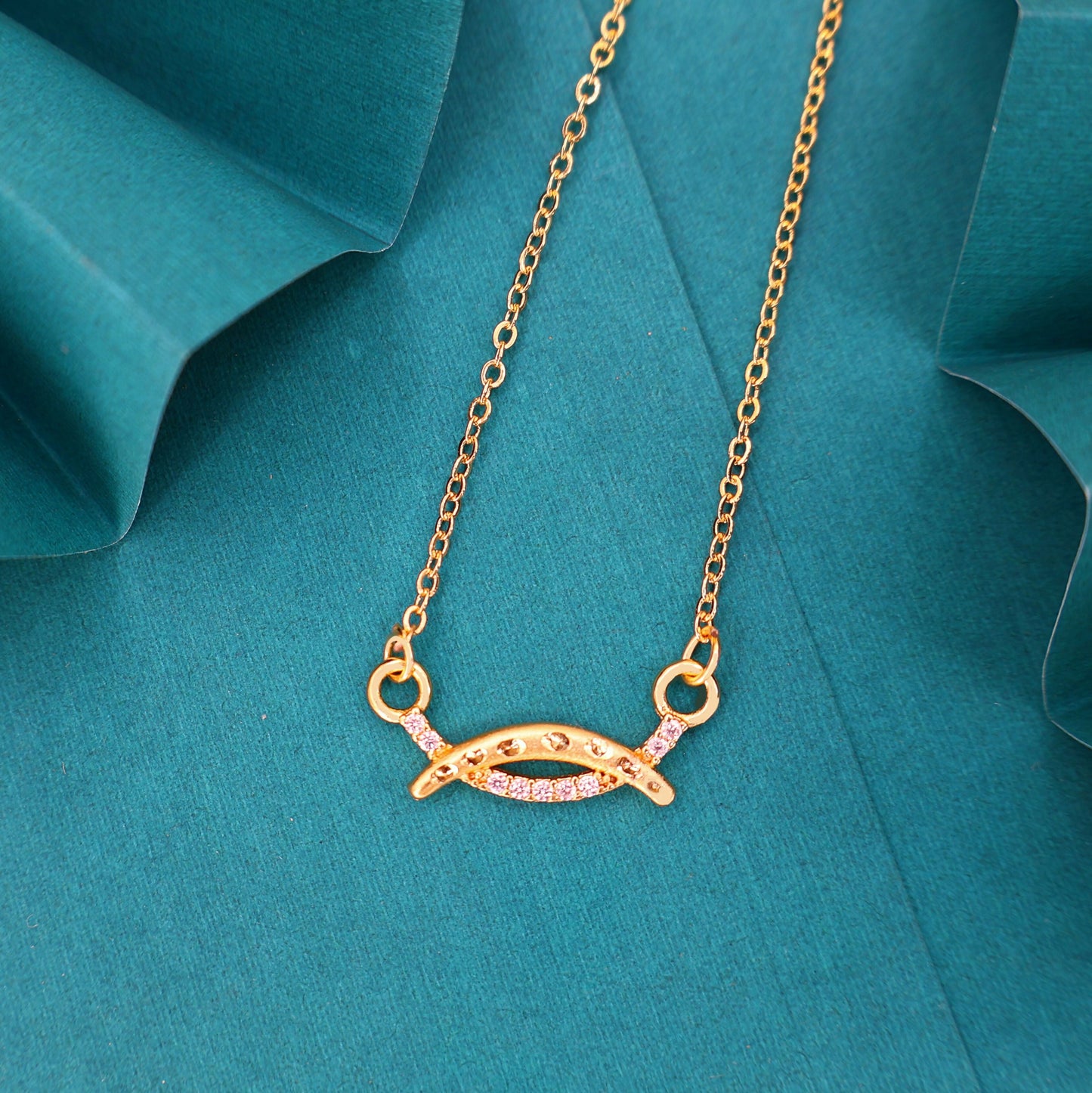Dainty   Artificial Gold Plated AD Necklace For women and girls