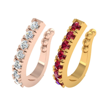 Artificial Gold Plated Non-Pierced Nose Ring Pin Set for Women Combo Pack of 2