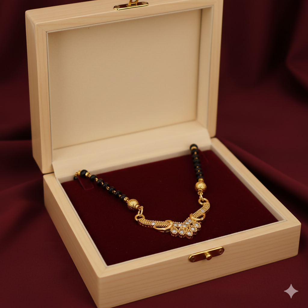 Artificial Gold Plated Mangalsutra with AD Floral Pendant