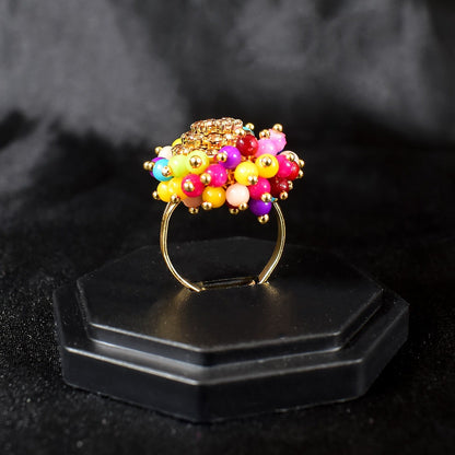 Elegant   Artificial Gold Plated Guchha Ring - Timeless Tradition