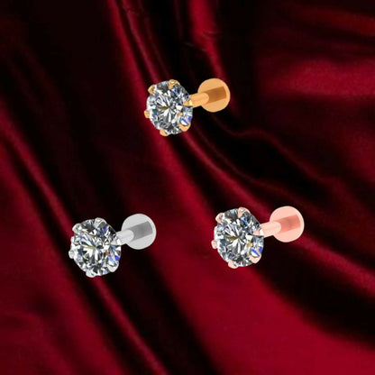 Artificial Gold, Silver & Rose    Artificial Gold AD Labret Stud Piercing nosepin stud Combo Pack of 3