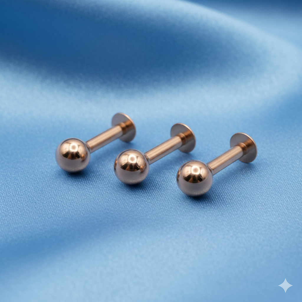 Rose    Artificial Gold Flat Back Labret Stud nosepin Laung Koka Nathni combo pack of 2
