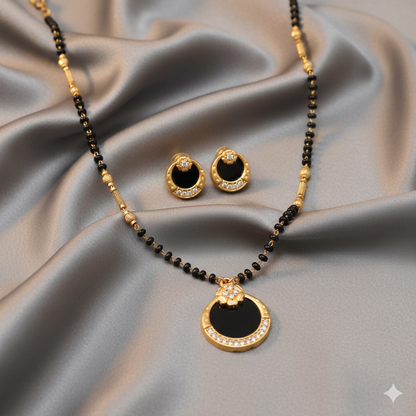 Artificial Gold Plated AD Mangalsutra Set with earrings for women