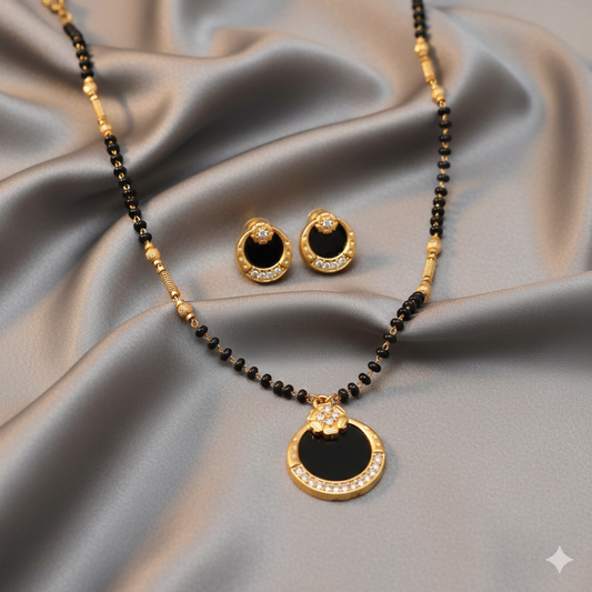 Artificial Gold Plated AD Mangalsutra Set with earrings for women
