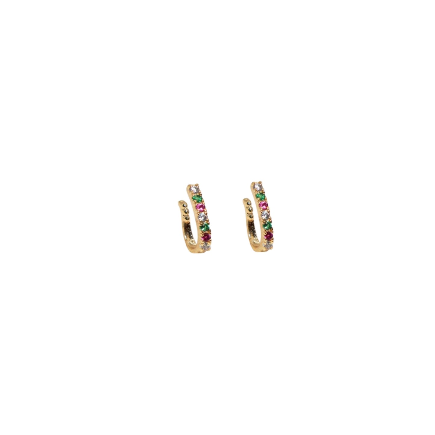 Artificial Gold Plated Multi-Color Stone Nose Ring/Nose Hoop Combo Pack of 2