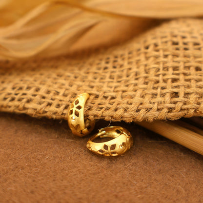 Artificial Gold Filigree Huggie Earrings kan ki bali for women and girl