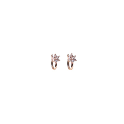 Silver Plated Non-Piercing CZ Flower/Star Nose Pin/Cuff Combo Pack of 2