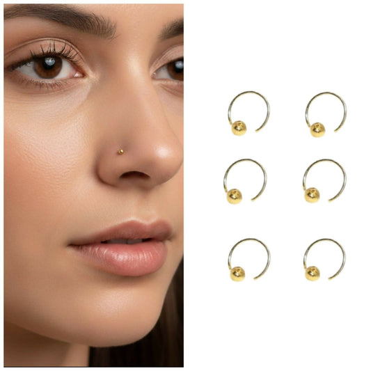 Artificial Gold Ball Nose Stud Nosering Laung Koka Nathni combo pack of 6 for women and girls