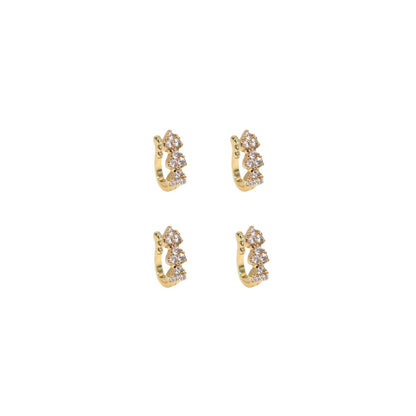 Artificial Gold Plated 3-Heart AD Clip-On Nosepin for women and girls Combo Pack of 4