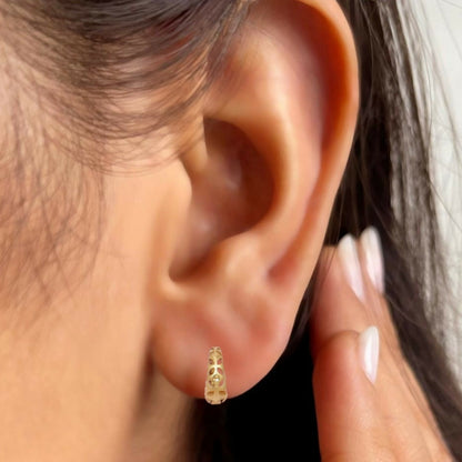 Artificial Gold Filigree Huggie Hoop Earrings with AD kan ki bali