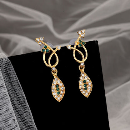 Elegant   Artificial Gold-Toned Floral & Green Stone Set