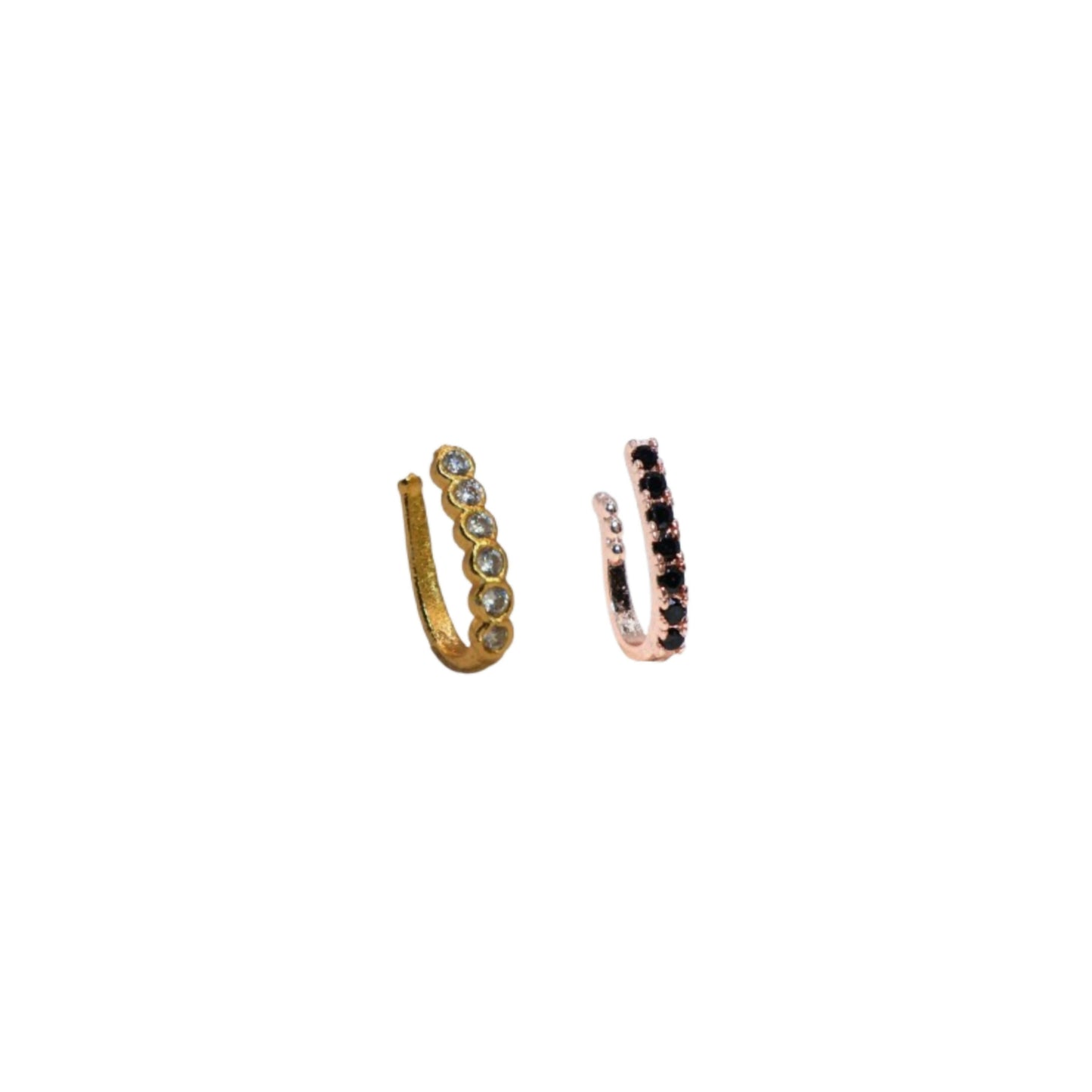 Minimalist Clear CZ Non-Piercing Nose Cuff Combo Pack of 2