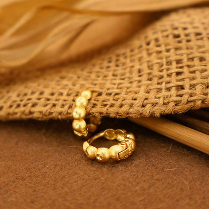 Artificial Gold Plated Matte Huggie Earrings AD Bali Hoop for women and girls
